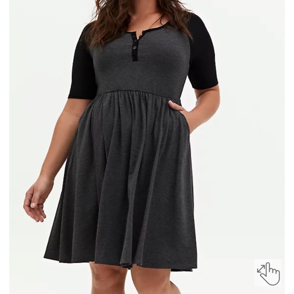 Torrid CHARCOAL GREY JERSEY RAGLAN SKATER DRESS size 3